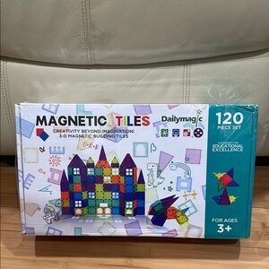 Colorful Magnetic Tiles Set - 120 Pieces